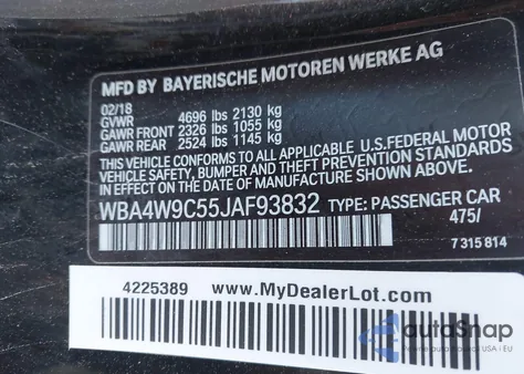 2018 BMW 440I xDrive from USA, damaged, VIN WBA4W9C55JAF93832